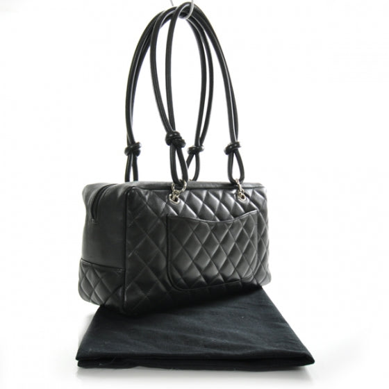 Chanel Calfskin Quilted Large Cambon Bowler Black White 3 of 11
