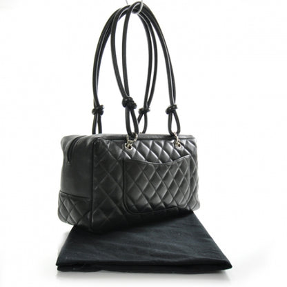 Chanel Calfskin Quilted Large Cambon Bowler Black White 3 of 11