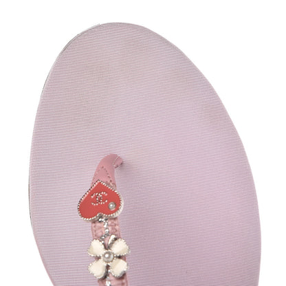 Chanel Tweed CC Charm Thong Sandals 41 Pink Silver 11 of 12