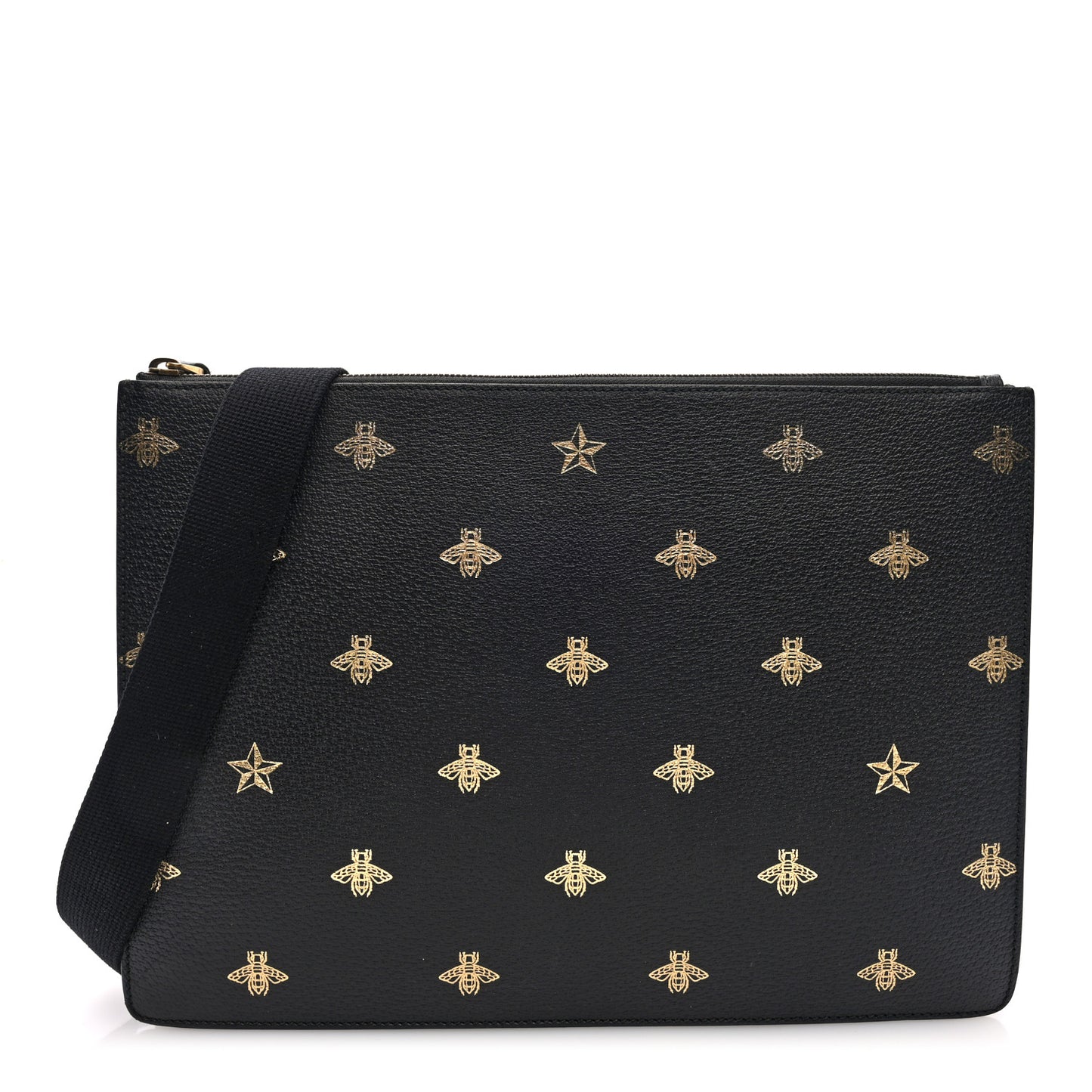 Grained Calfskin Bee Star Messenger Black