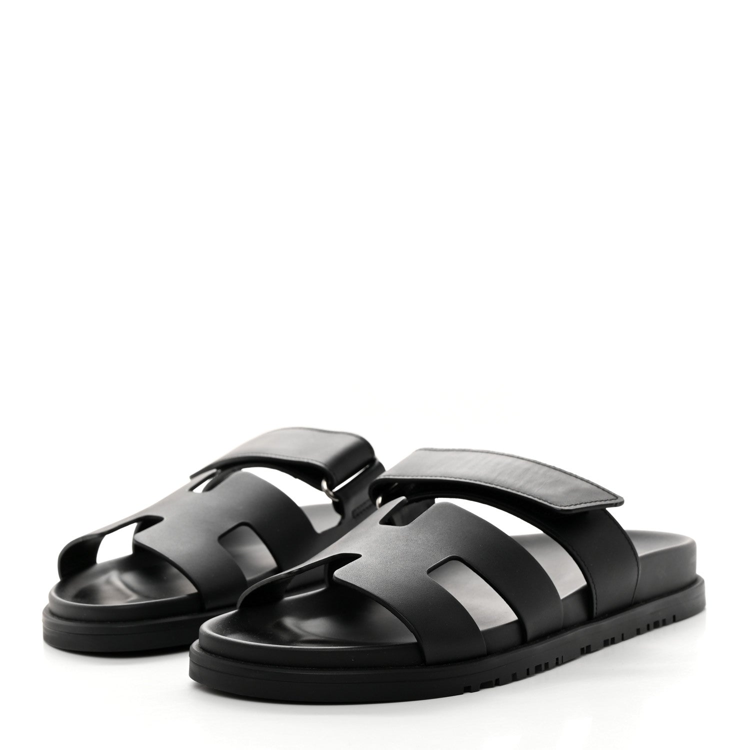 Hermes Calfskin Womens Chypre Sandals 38 Black 3 of 9