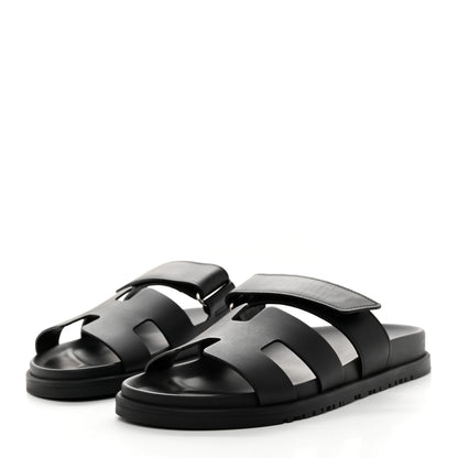 Hermes Calfskin Womens Chypre Sandals 38 Black 3 of 9