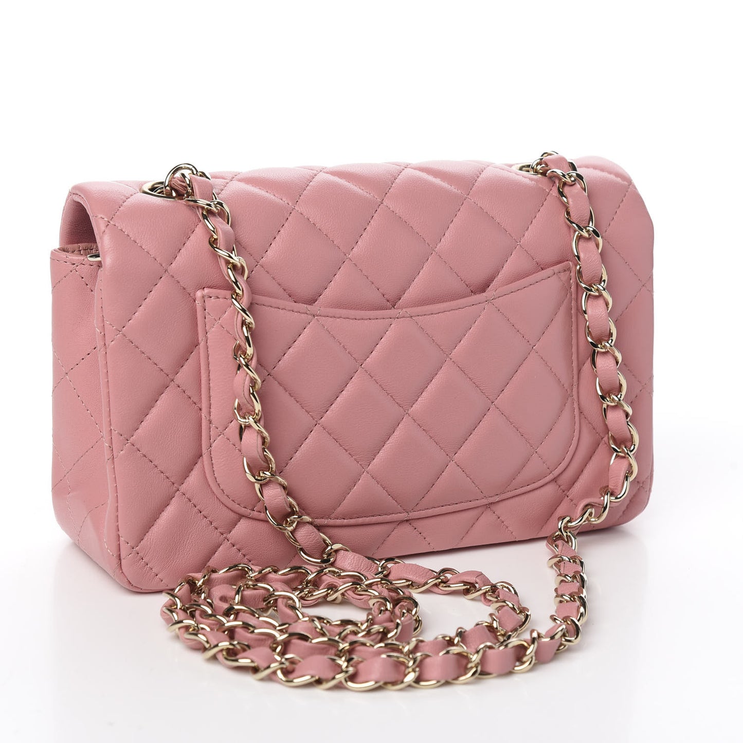 Lambskin Quilted Mini Rectangular Flap Pink