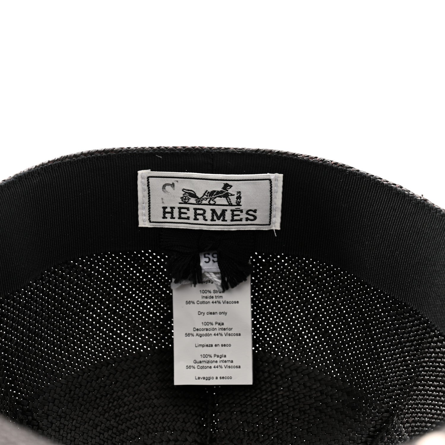 Hermes Panama Straw Mens Riley Cap 59 Black 8 of 8