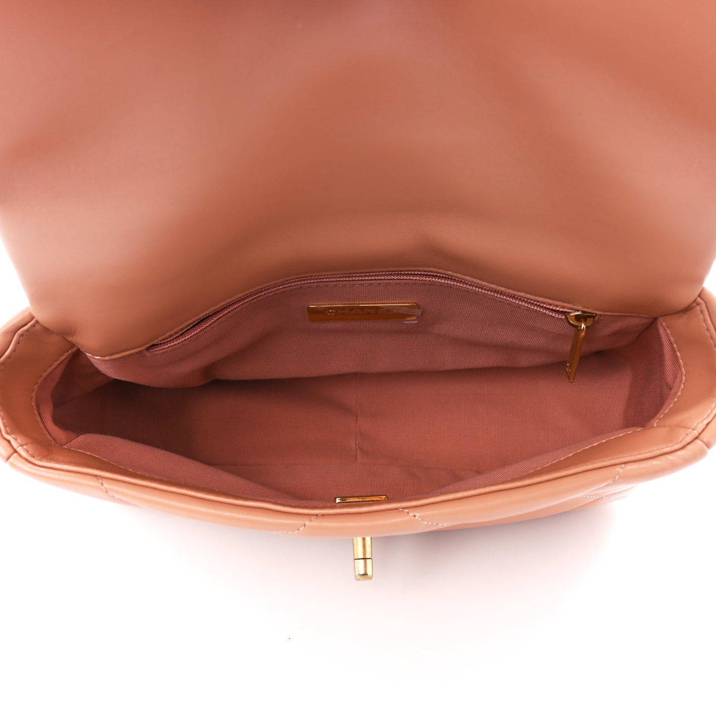 Lambskin Quilted Medium Chanel 19 Flap Beige