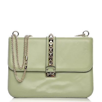 Valentino Garavani Vitello Large Glam Lock Rockstud Flap Light Green 1 of 10