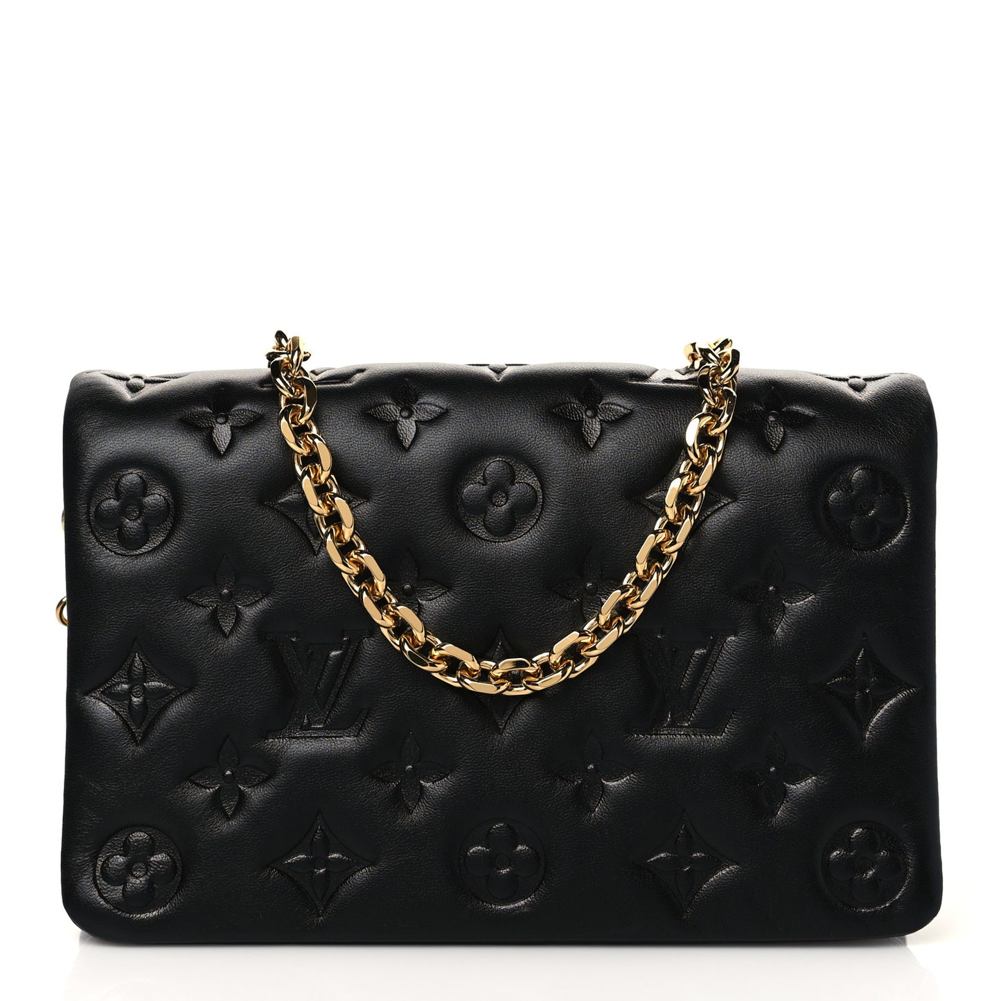 Lambskin Embossed Monogram Pochette Coussin Black
