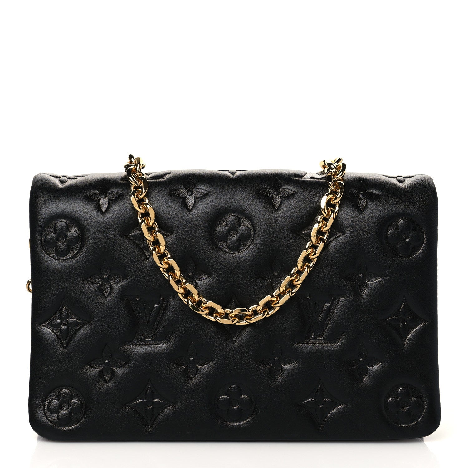 Louis Vuitton Lambskin Embossed Monogram Pochette Coussin Black 1 of 9