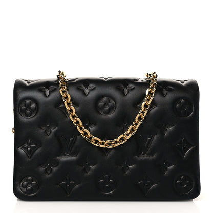 Louis Vuitton Lambskin Embossed Monogram Pochette Coussin Black 1 of 9