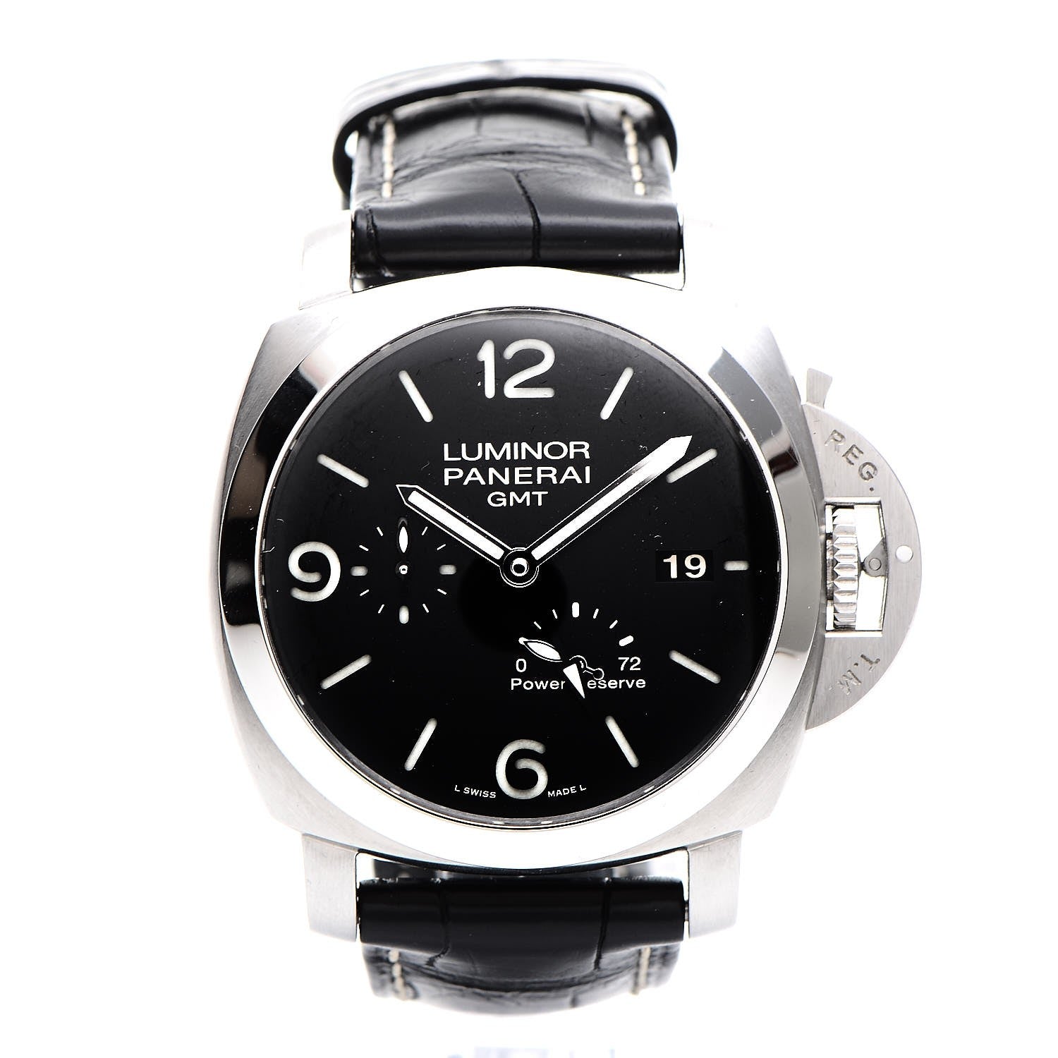 Panerai Stainless Steel Alligator 44mm 1950 3 Days GMT Power Reserve Automatic Watch Black PAM00321 1 of 8