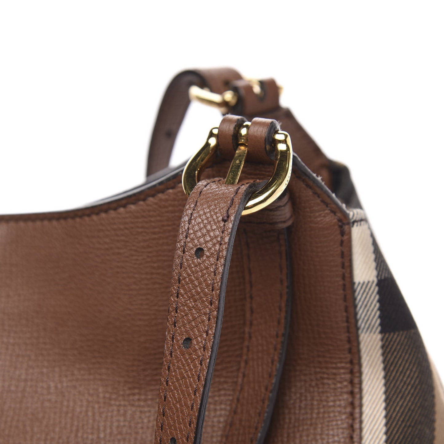 Grainy Calfskin House Check Small Canterbury Tote Tan