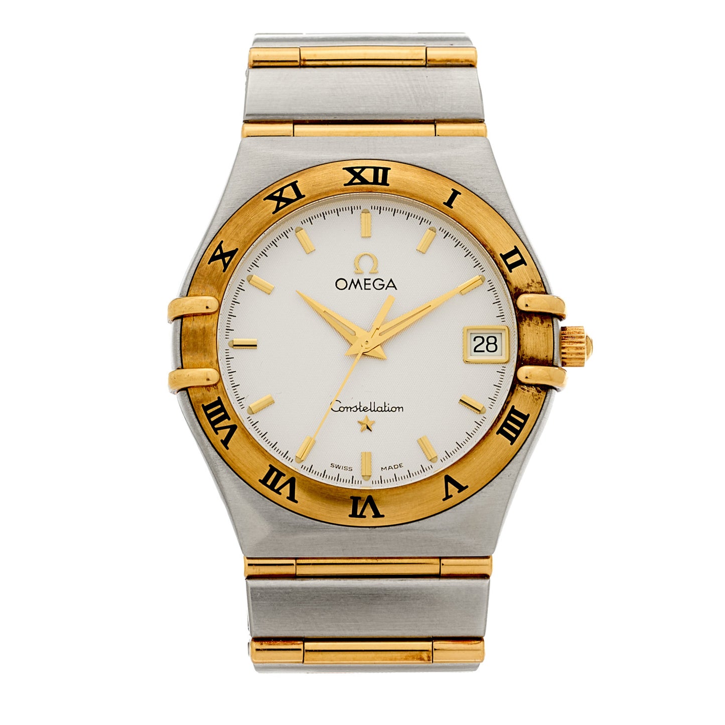 Stainless Steel 18K Yellow Gold 33mm Constellation Quartz Watch White 1212.30