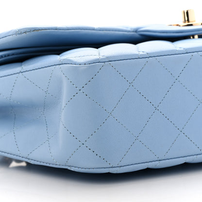 Chanel Lambskin Quilted Medium Double Flap Light Blue 9 of 14