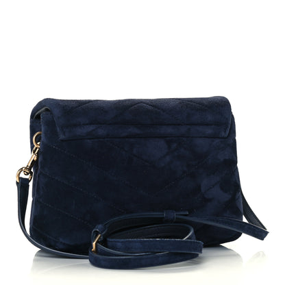 Saint Laurent Suede Y Quilted Monogram Toy Loulou Crossbody Bag Navy 3 of 13