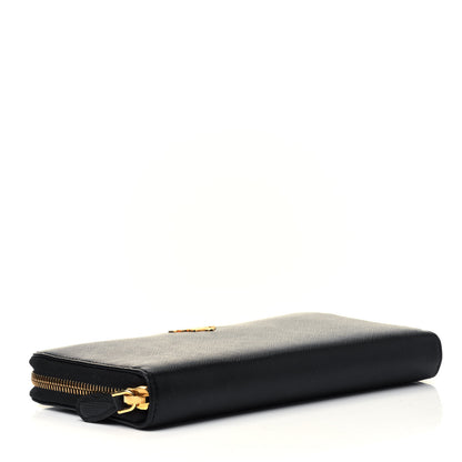 Prada Saffiano Metal Zip Around Wallet Black 3 of 4
