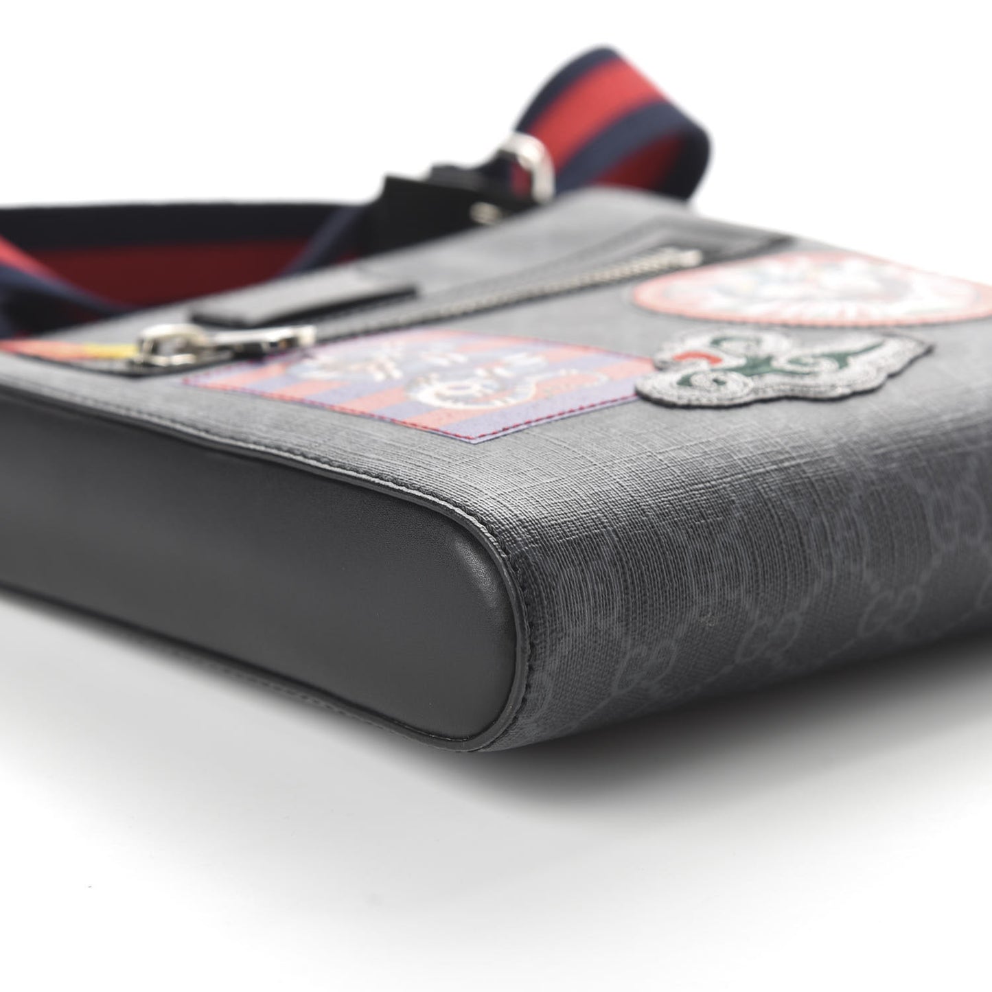 GG Supreme Monogram Night Courrier Flat Messenger Bag Black Multicolor