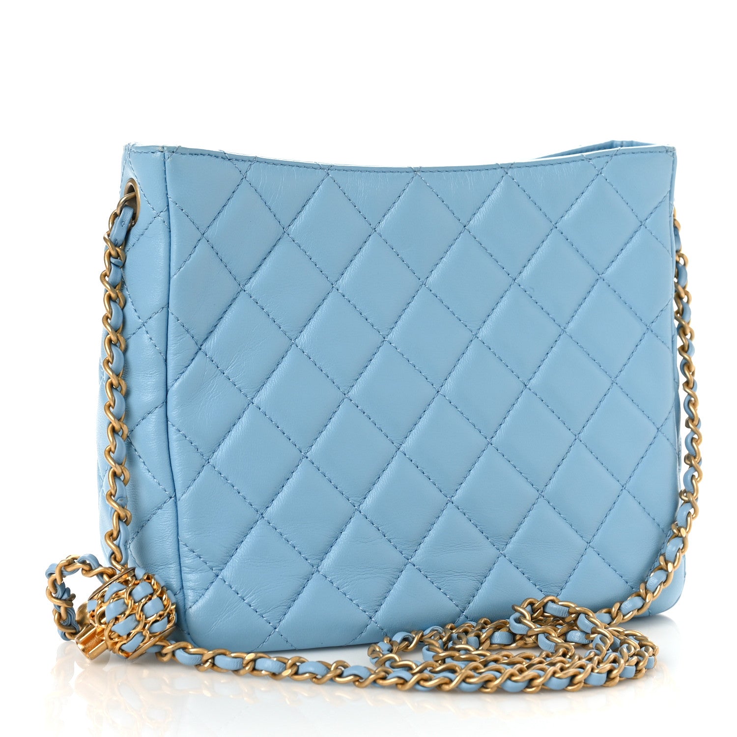 Chanel Lambskin Quilted CC Pearl Crush Small Hobo Light Blue 3 of 9