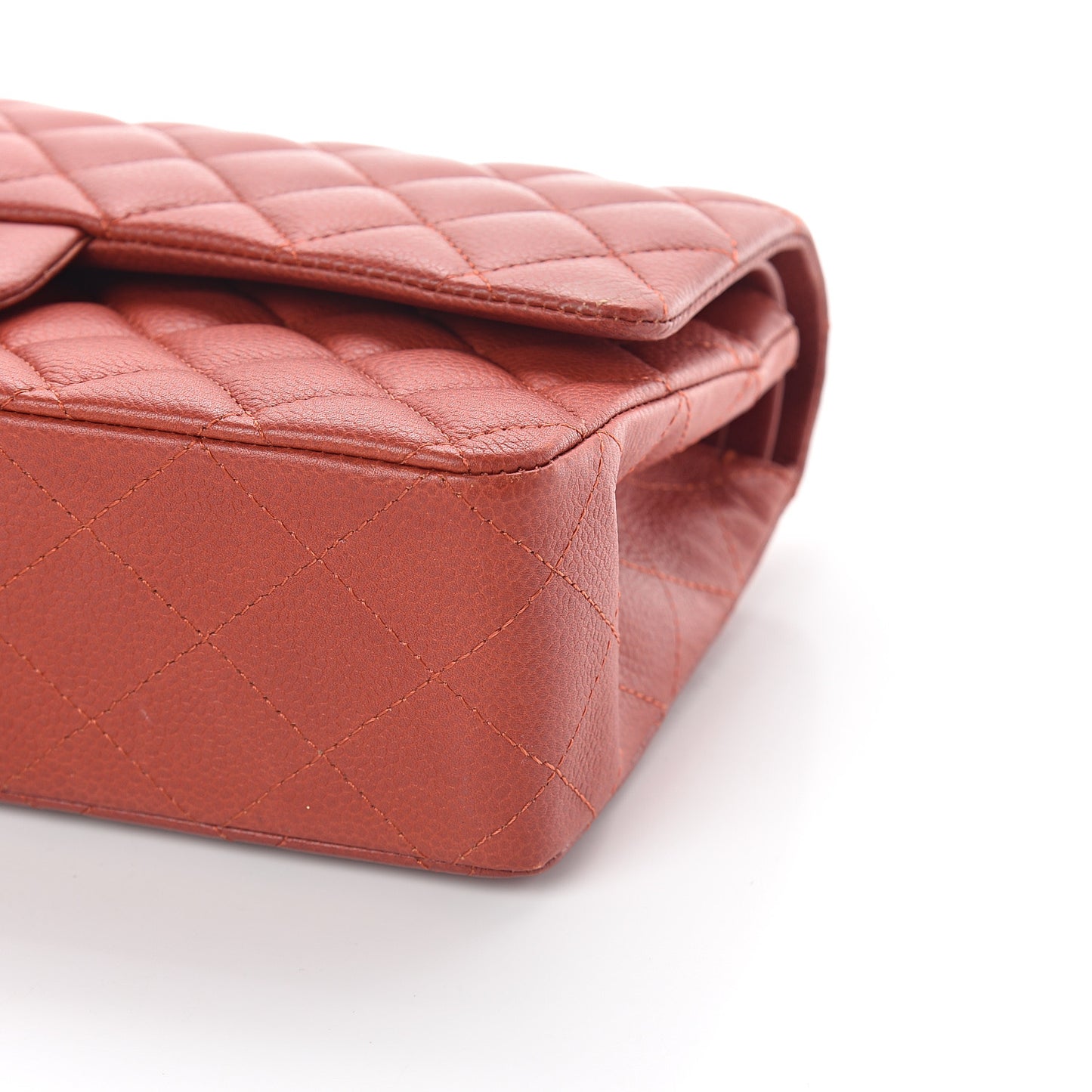 Caviar Quilted Medium Double Flap Red