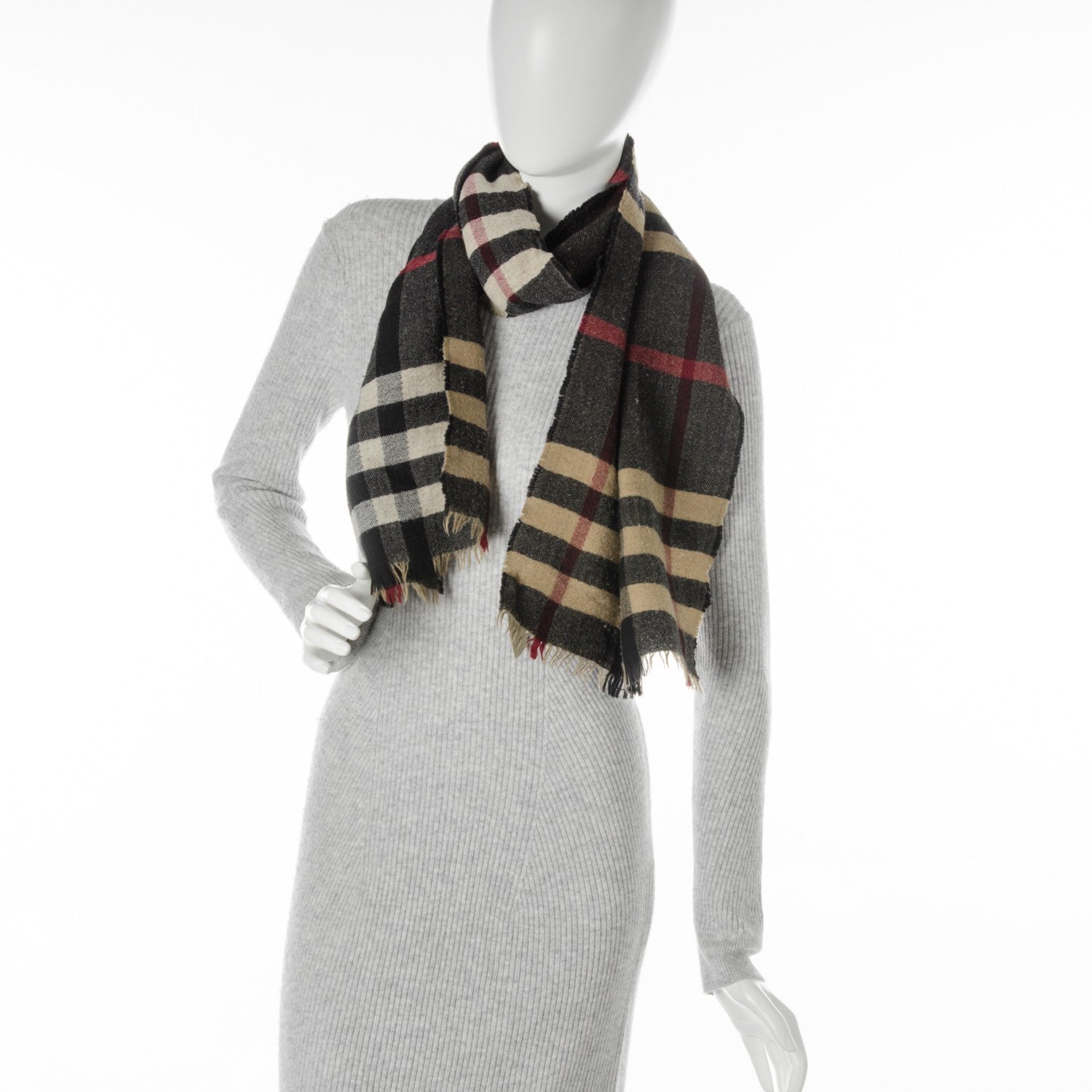 Burberry Wool Giant Check Scarf Black 2 of 7