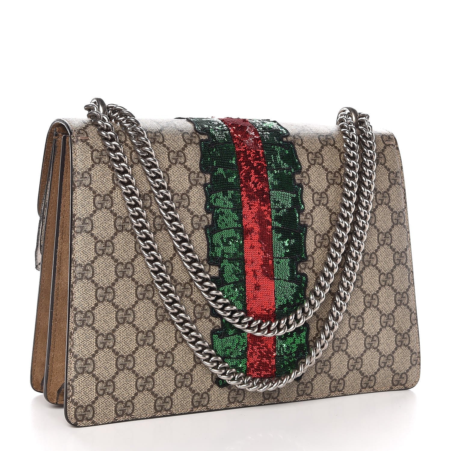Gucci GG Supreme Monogram Lightning Embroidered Medium Dionysus Shoulder Bag Beige 3 of 9