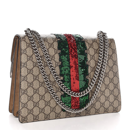 Gucci GG Supreme Monogram Lightning Embroidered Medium Dionysus Shoulder Bag Beige 3 of 9