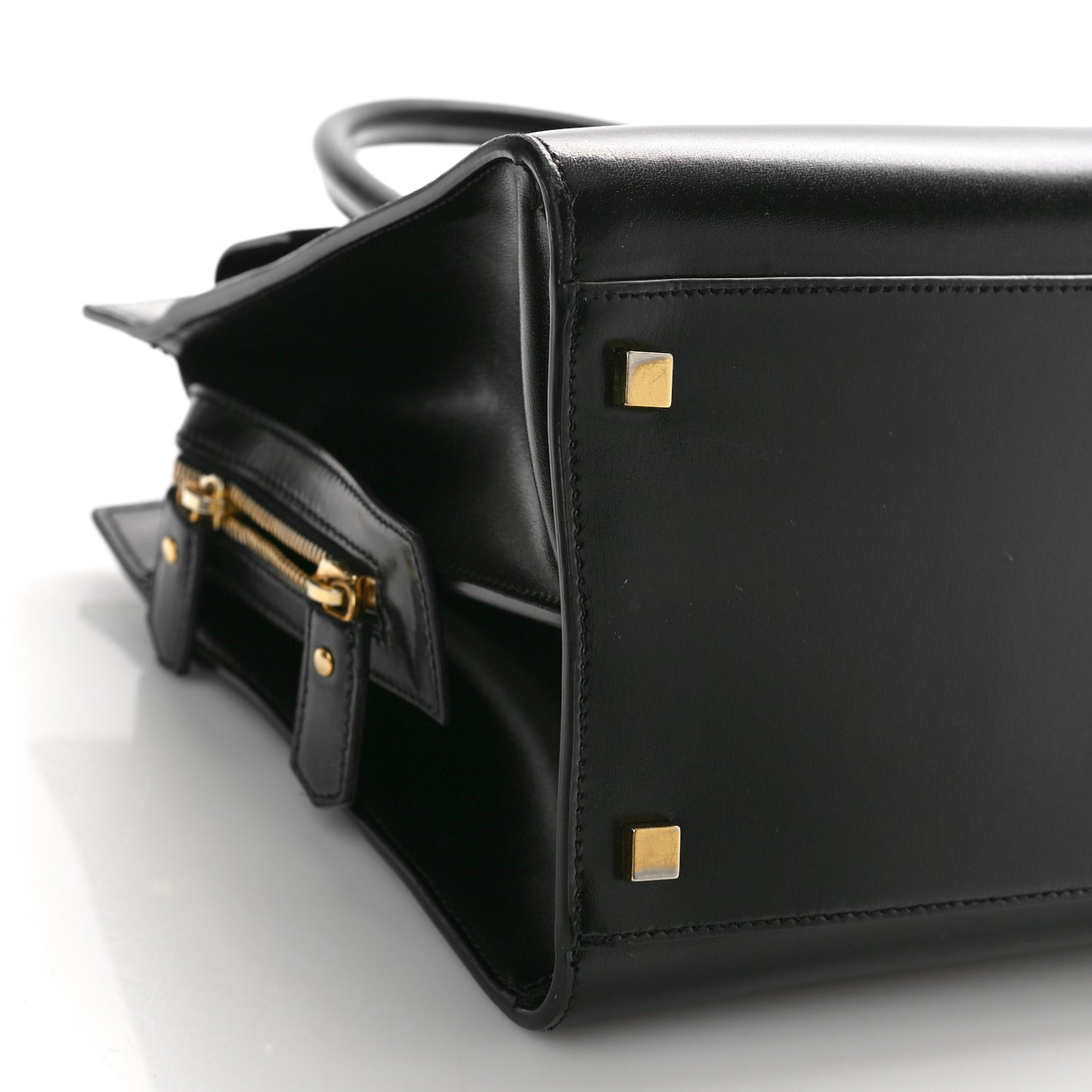 Shiny Calfskin Medium Uptown Tote Black