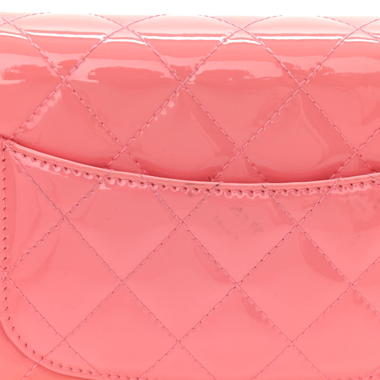 Chanel Patent Quilted Wallet On Chain WOC Coral 16 of 16