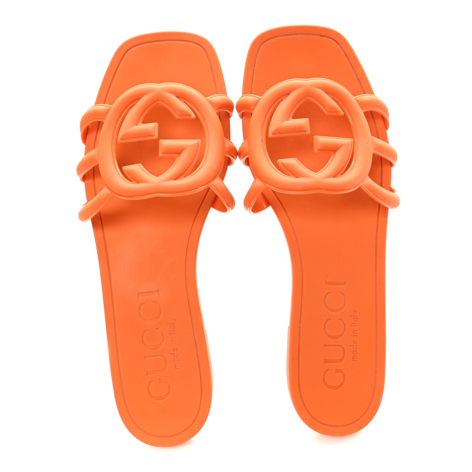 Gucci Rubber Interlocking G Womens Slide Sandals 36 Persimmon Orange 2 of 9