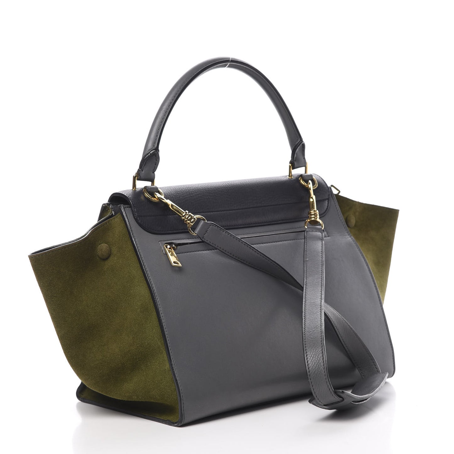 Calfskin Suede Medium Tri-Color Trapeze Navy