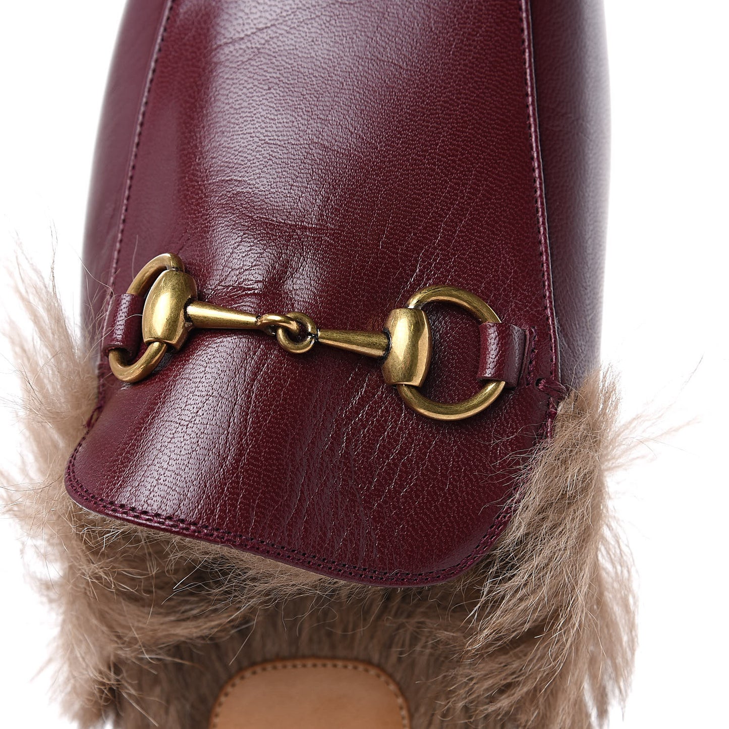 Malaga Kid Fur Mens Princetown Slippers 7.5 Vintage Bordeaux