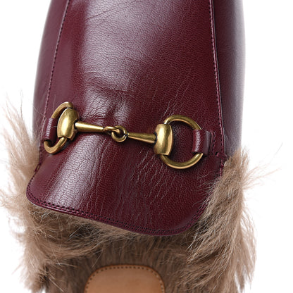 Gucci Malaga Kid Fur Mens Princetown Slippers 7.5 Vintage Bordeaux 8 of 9