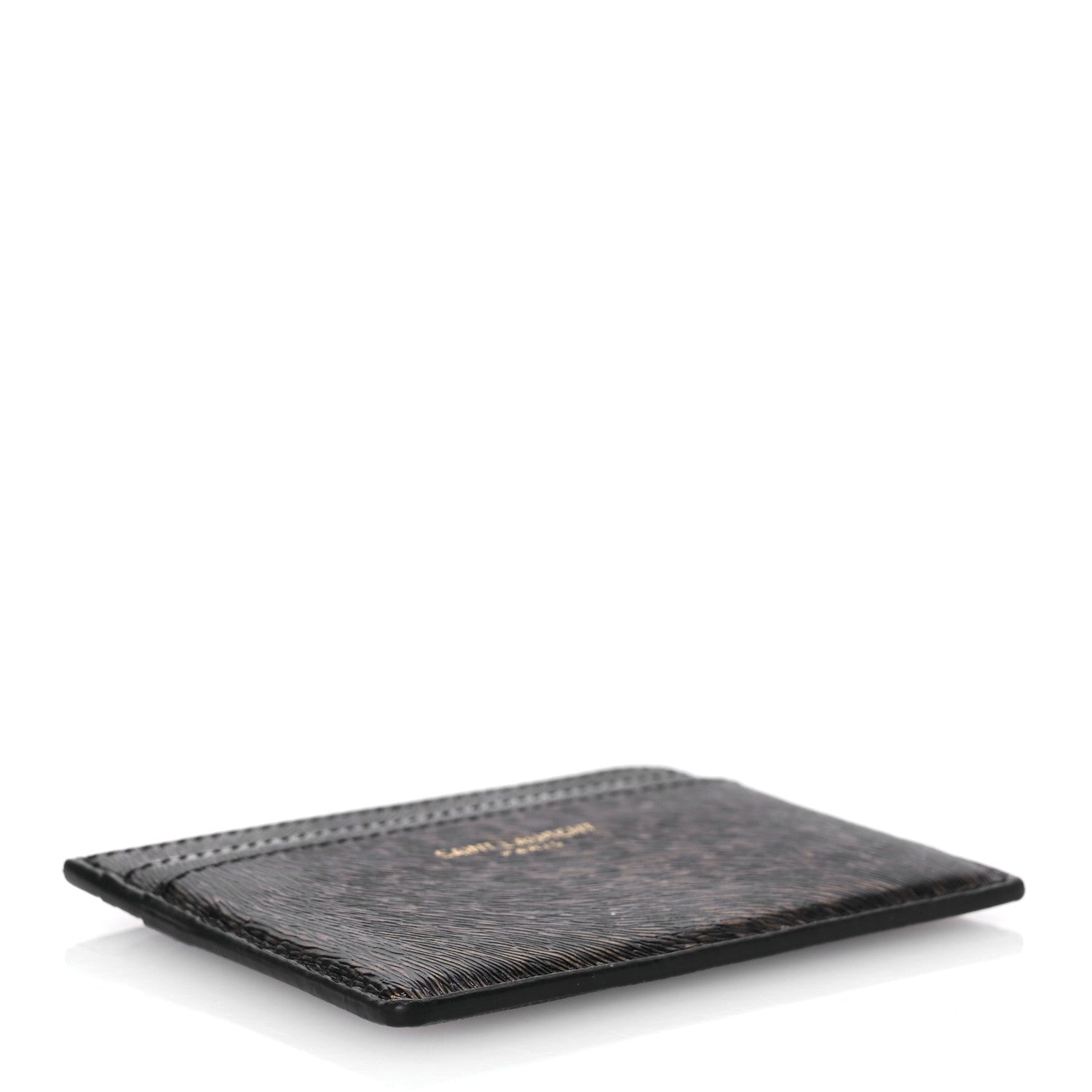 Saint Laurent Calfskin Leopard Print Card Case Black Brown 4 of 9