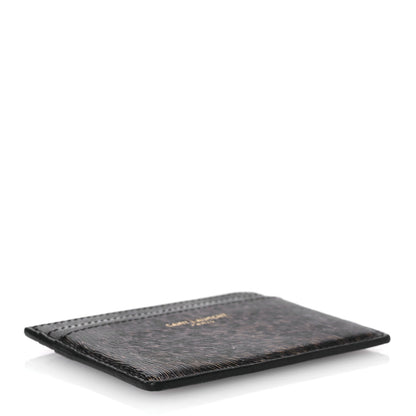 Saint Laurent Calfskin Leopard Print Card Case Black Brown 4 of 9