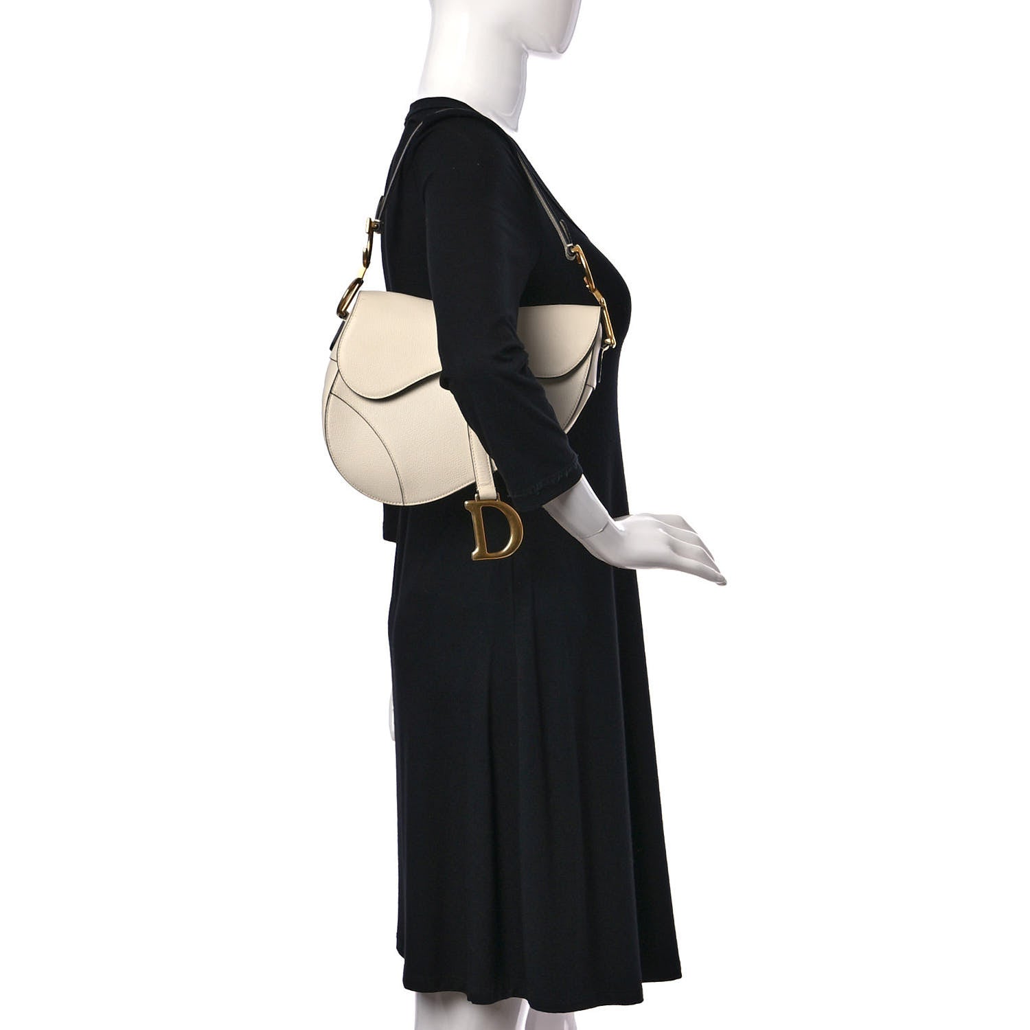 Christian Dior Grained Calfskin Saddle Bag With Strap Latte 2 of 10
