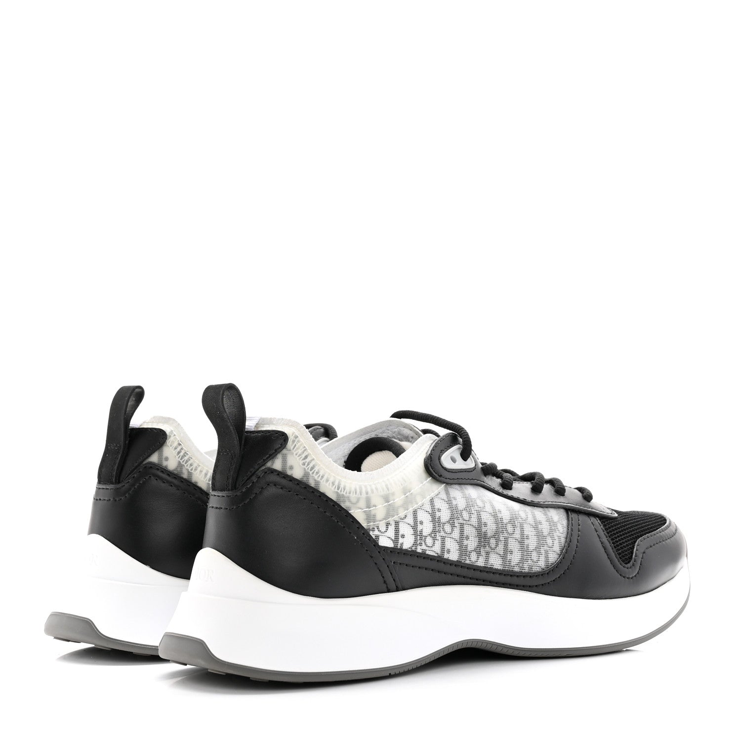Christian Dior Smooth Calfskin Technical Mesh Oblique Womens B25 Runner Sneakers 39 Black Grey 4 of 17