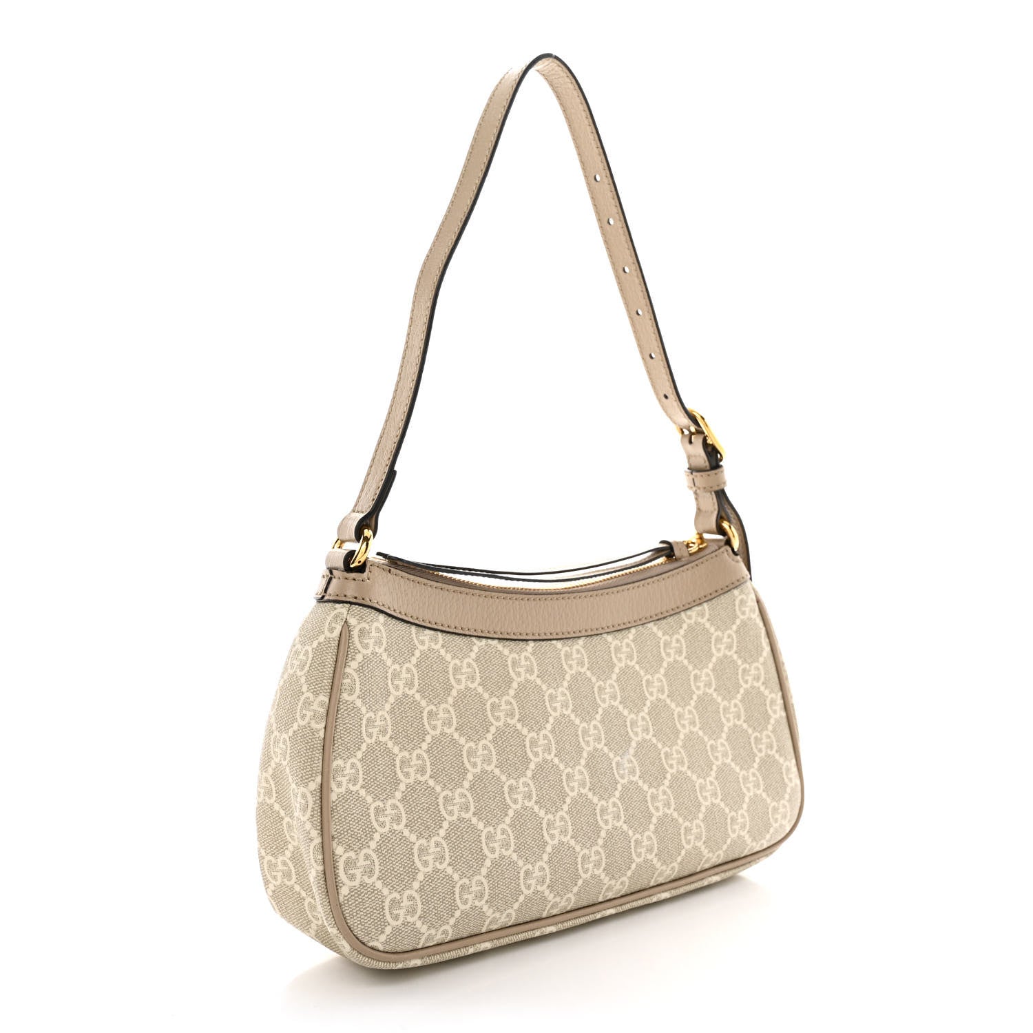 Gucci GG Supreme Monogram Textured Dollar Calfskin Small Ophidia Hobo Beige Mystic White Oatmeal 3 of 10
