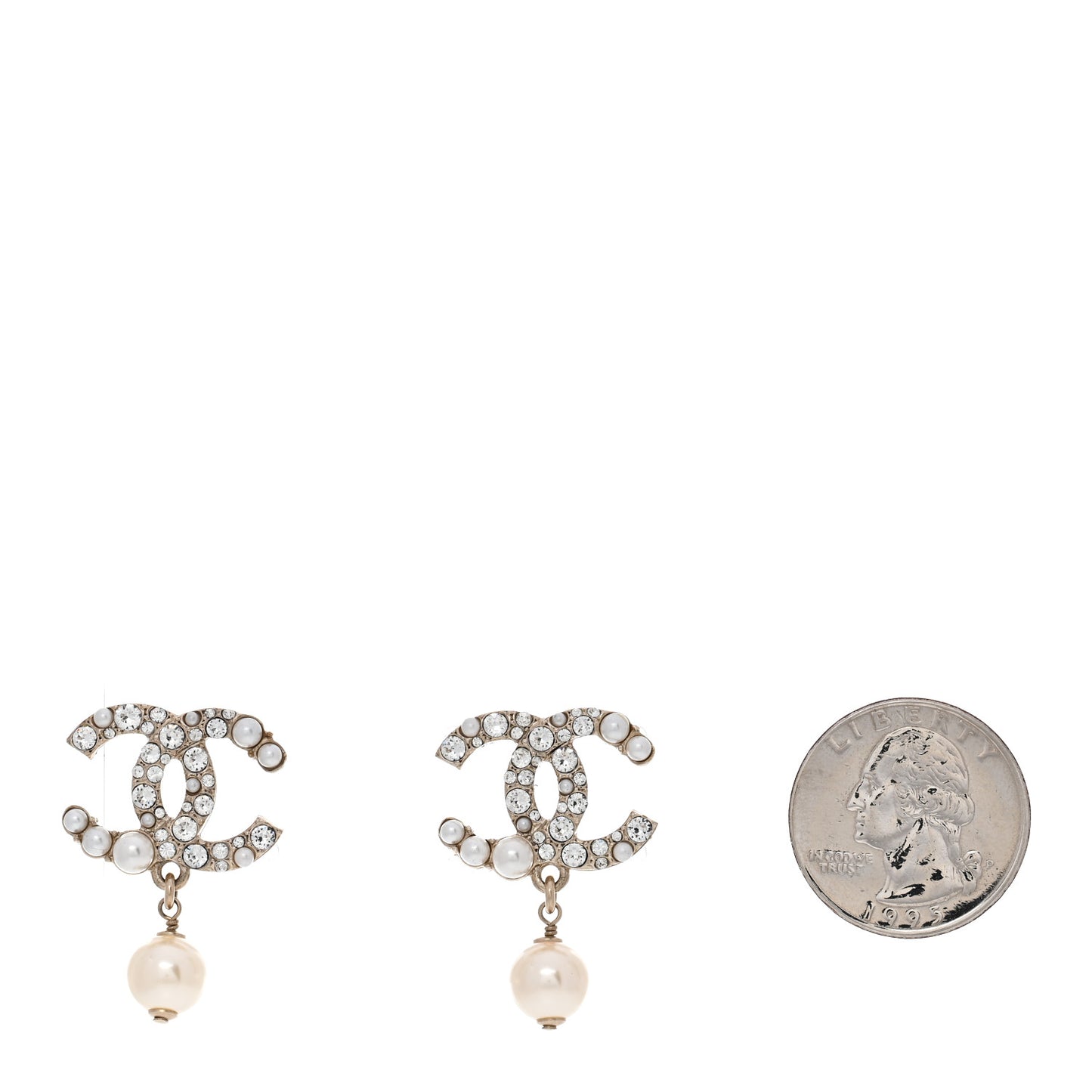 Crystal Pearl CC Drop Earrings Gold Pearly White