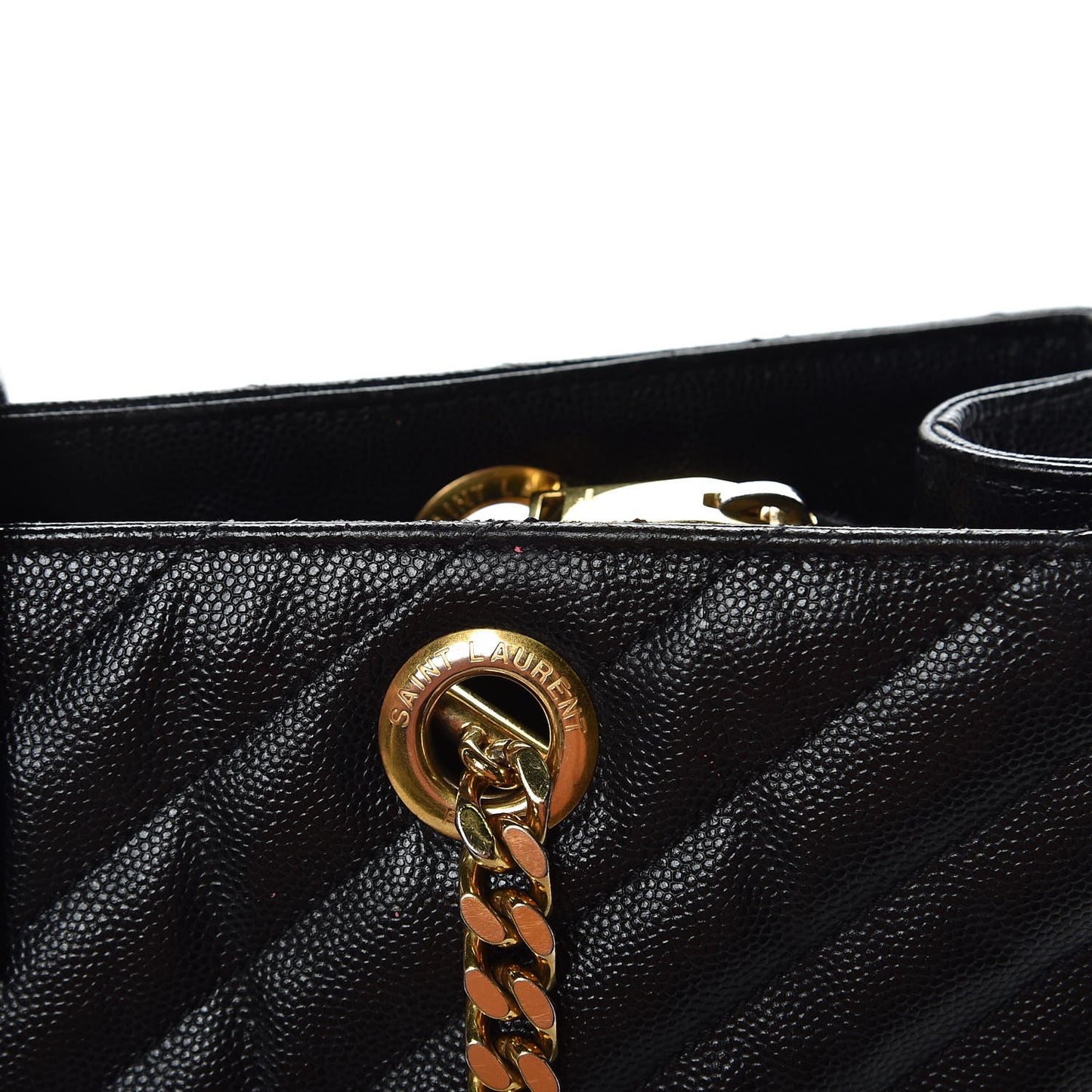 Grain De Poudre Matelasse Chevron Monogram Shopping Bag Black