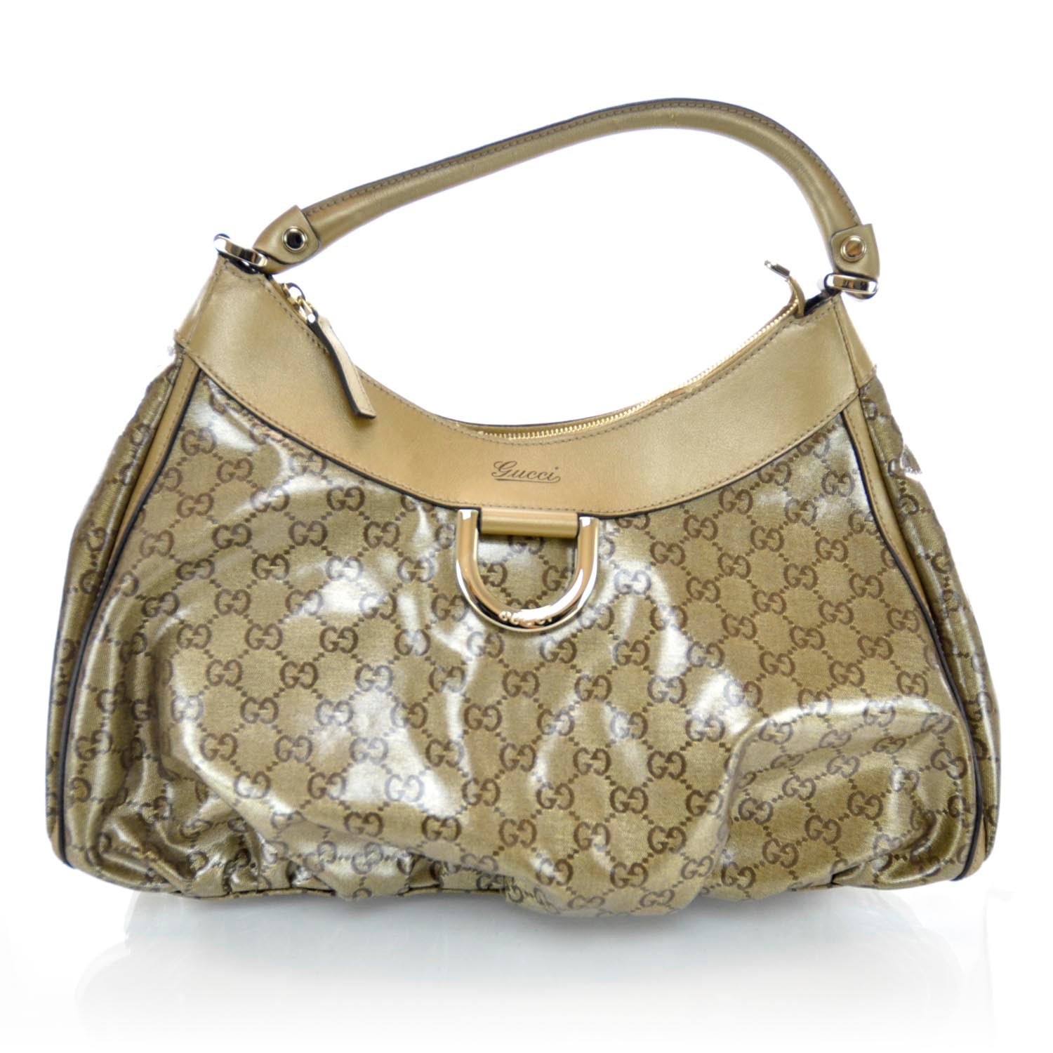 Gucci Monogram Crystal D Gold Hobo 1 of 10