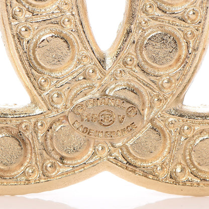 Chanel Pearl Crystal CC Brooch Gold 4 of 5