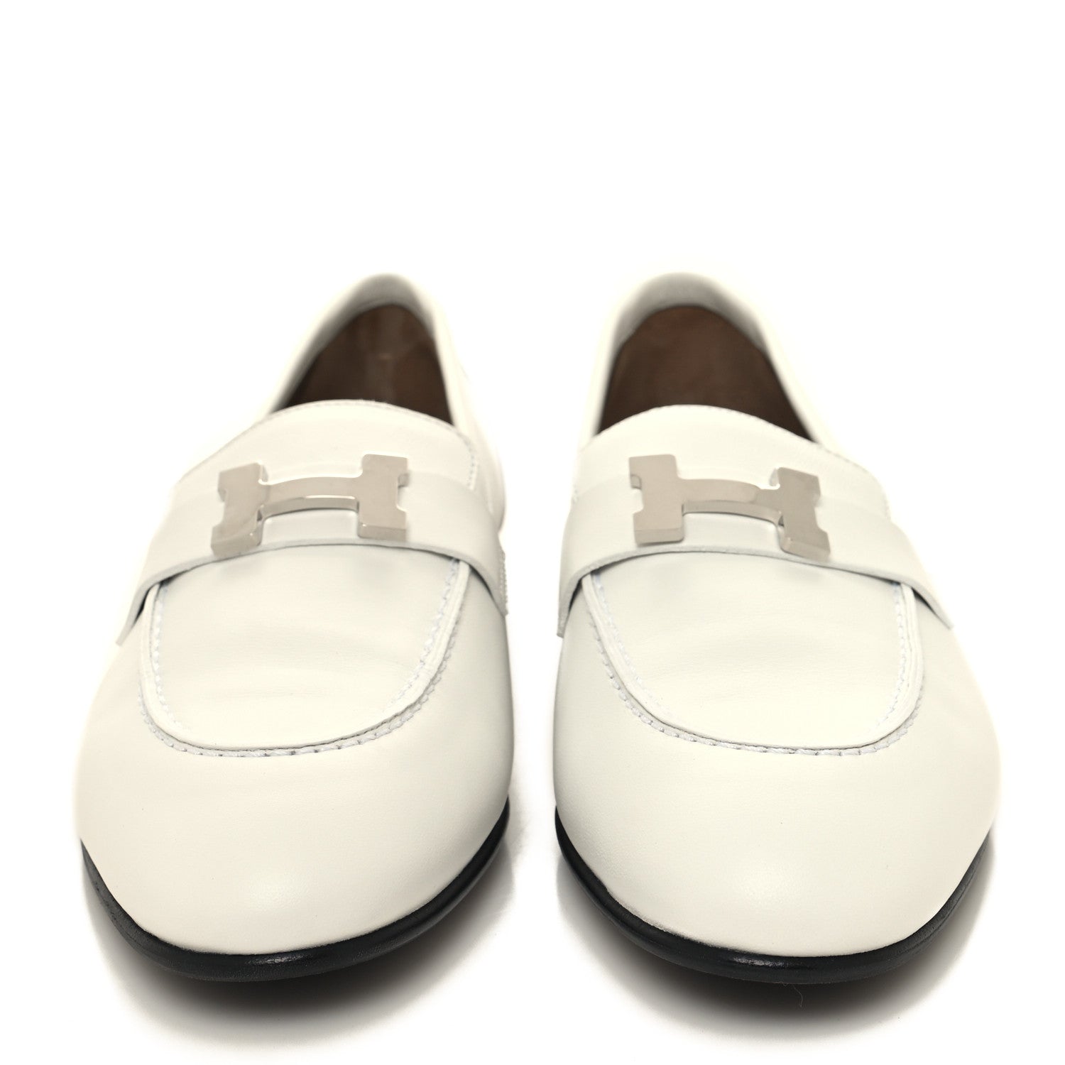 Hermes Calfskin Womens Paris Loafers 39.5 White 2 of 9