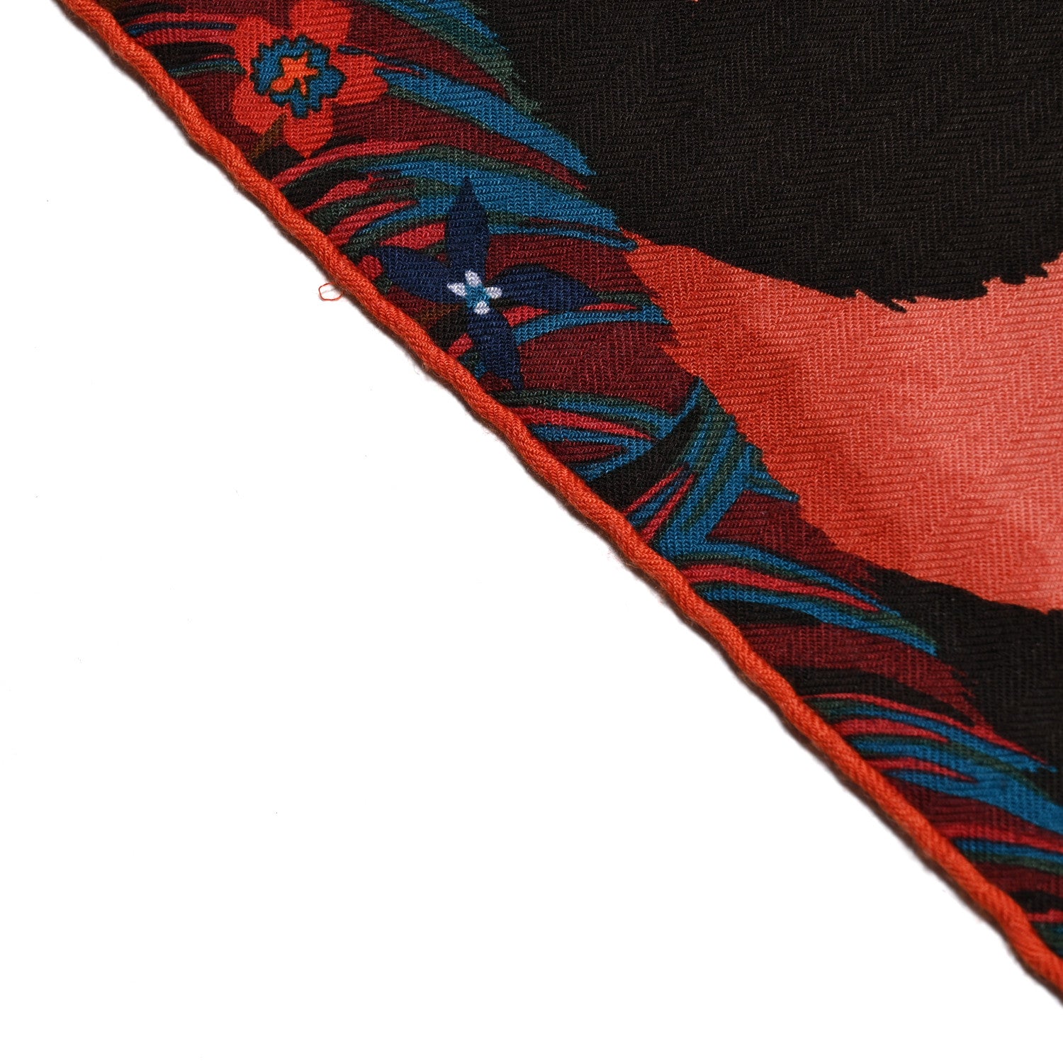 Hermes Cashmere Silk Tyger Tyger Shawl 140 Bordeaux Bleu Corail 7 of 7