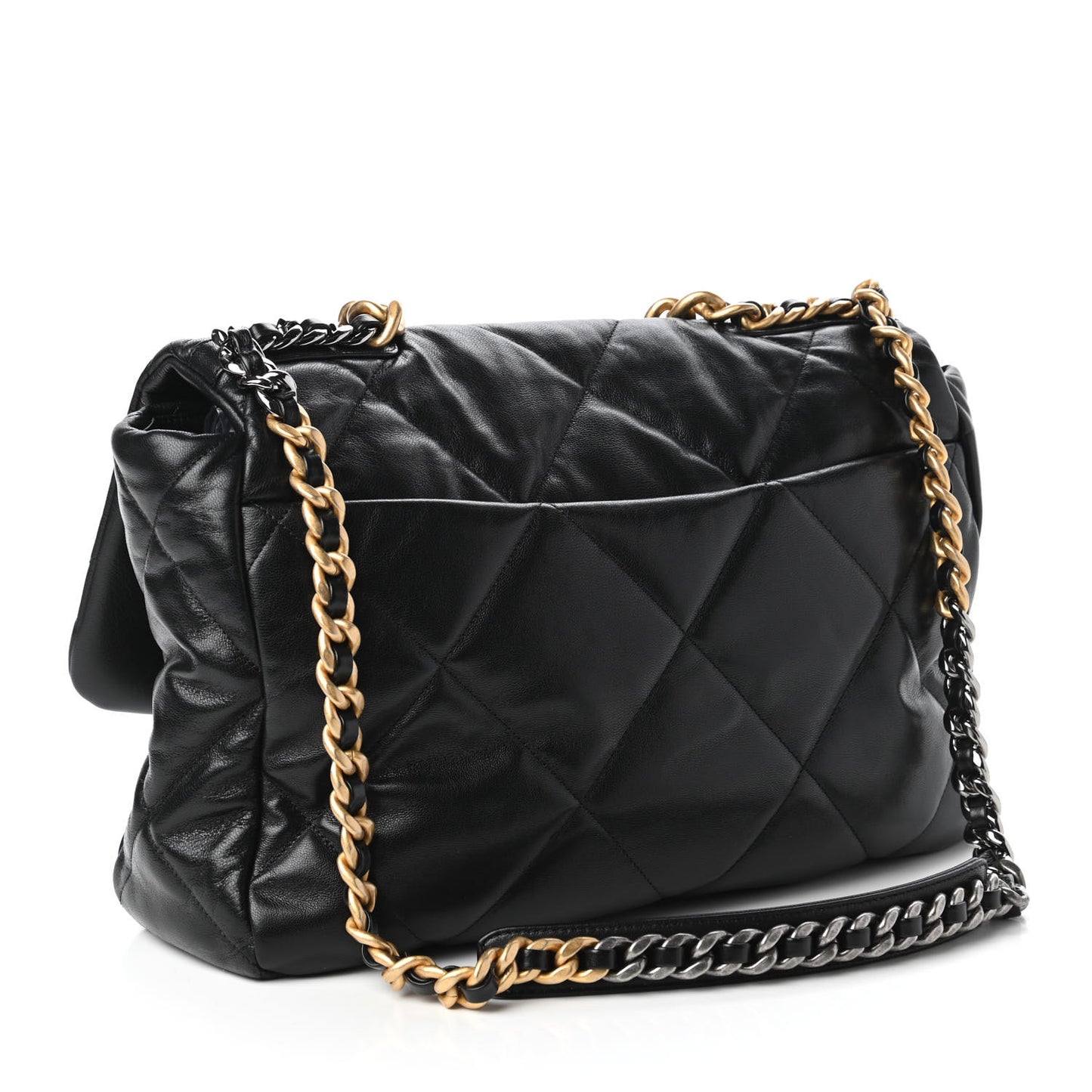 Goatskin Quilted Maxi Chanel 19 Flap Black