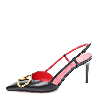 Valentino Garavani Calfskin Vlogo Slingback 80mm Pumps 37 Black 1 of 9
