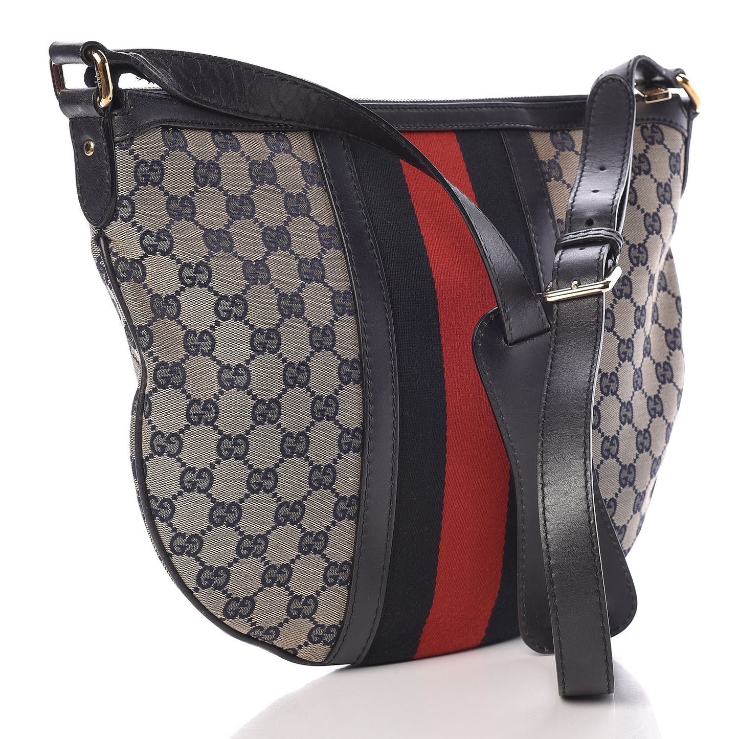 Monogram Vintage Web Medium Half Moon Hobo Navy
