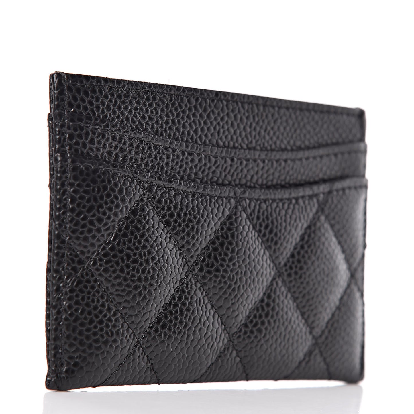 Caviar Quilted Card Holder Black