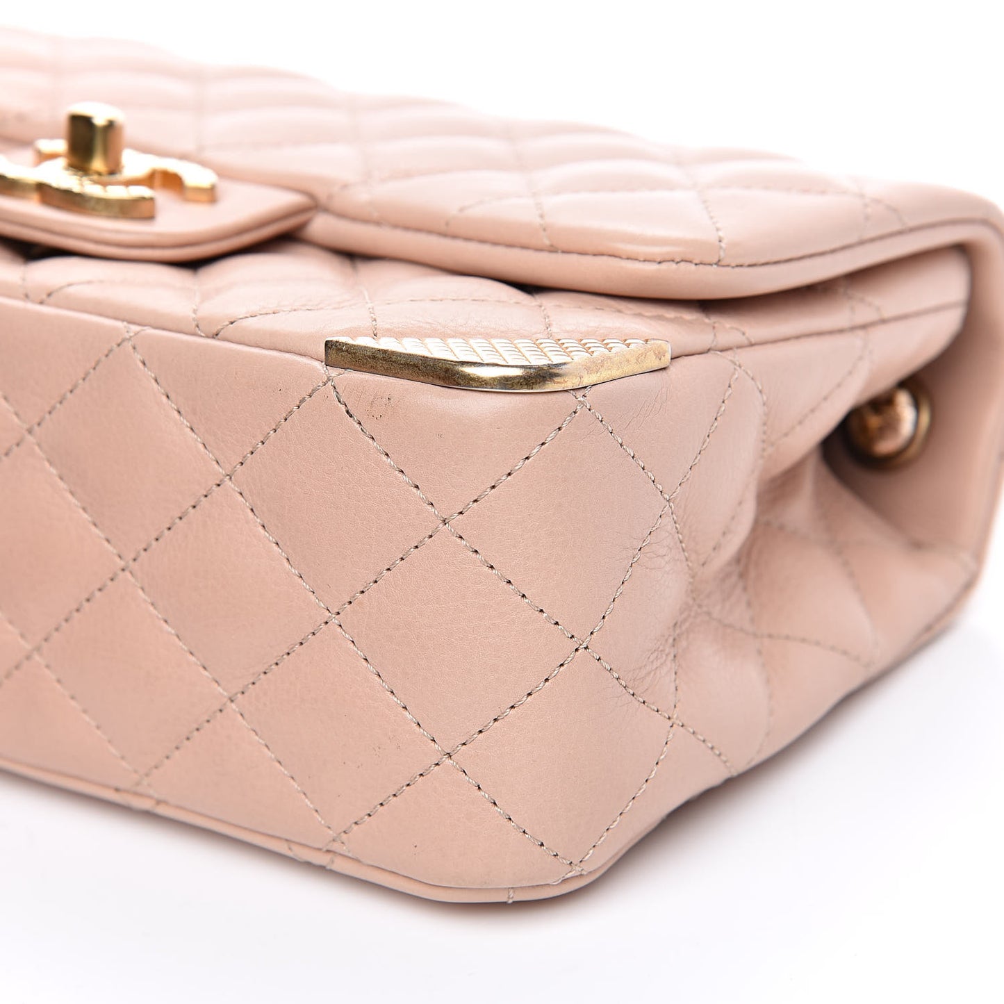 Calfskin Quilted Mini Rock The Corner Flap Pink