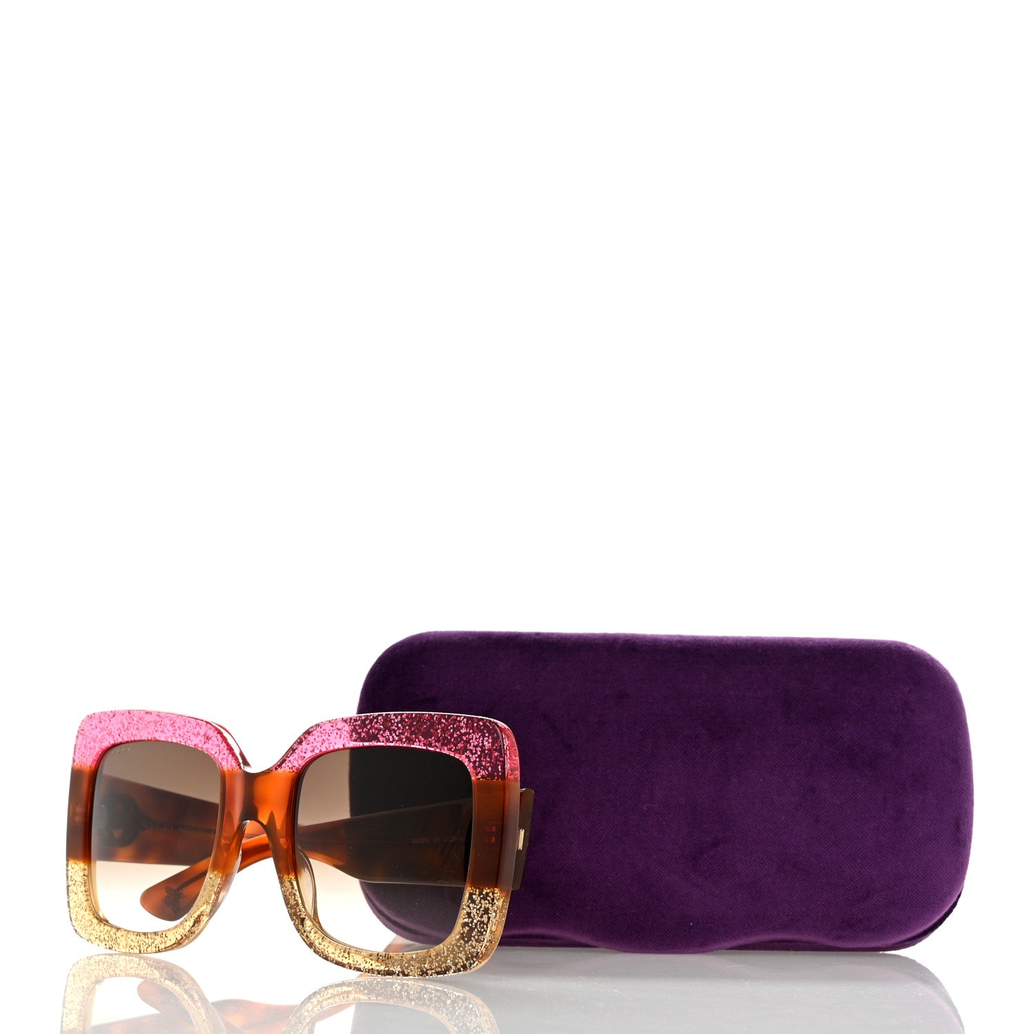 Gucci Square Frame GG0083S Sunglasses Glitter Pink Multi 8 of 8