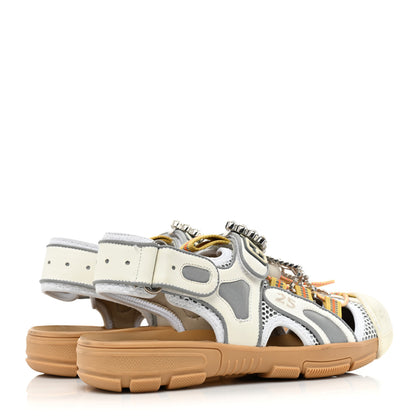 Gucci Mesh Fabric Tinsel Sport Sandals 37 White Silver 5 of 15