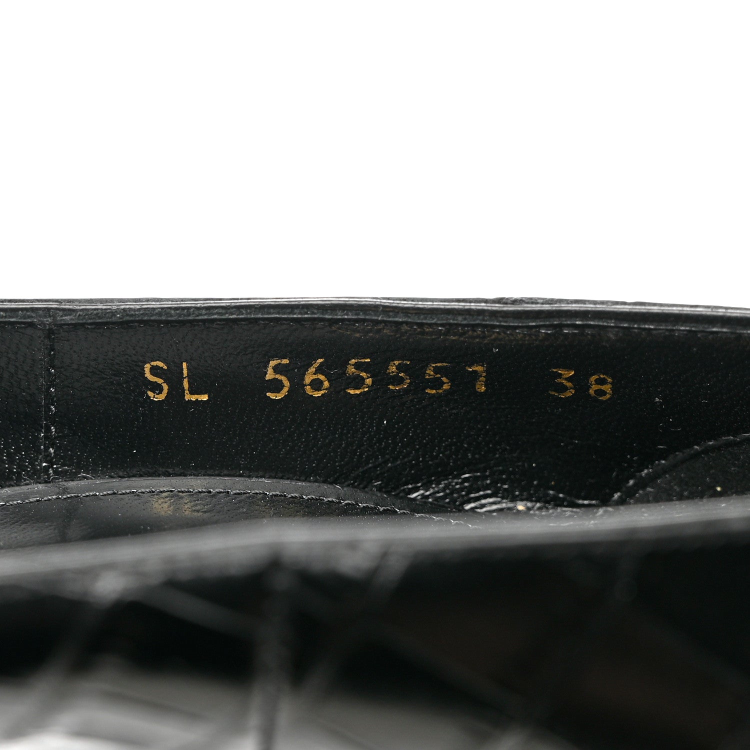 Saint Laurent Calfskin Crocodile Embossed Opyum 110 Pumps 38 Black 9 of 11